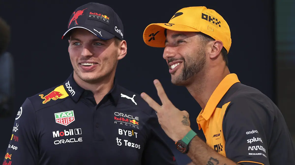VERSTAPPEN Max ned, Red Bull Racing RB18, RICCIARDO Daniel aus, McLaren F1 Team MCL36, portrait during the Formula 1 Aramco United States Grand Prix 2022, 19th round of the 2022 FIA Formula One World Championship, WM, Weltmeisterschaft from October 21 to 23, 2022 on the Circuit of the Americas, in Austin, Texas - F1 - UNITED STATES GRAND PRIX 2022 DPPI/Panoramic PUBLICATIONxNOTxINxFRAxITAxBEL F12022GP19TEX_JK158113