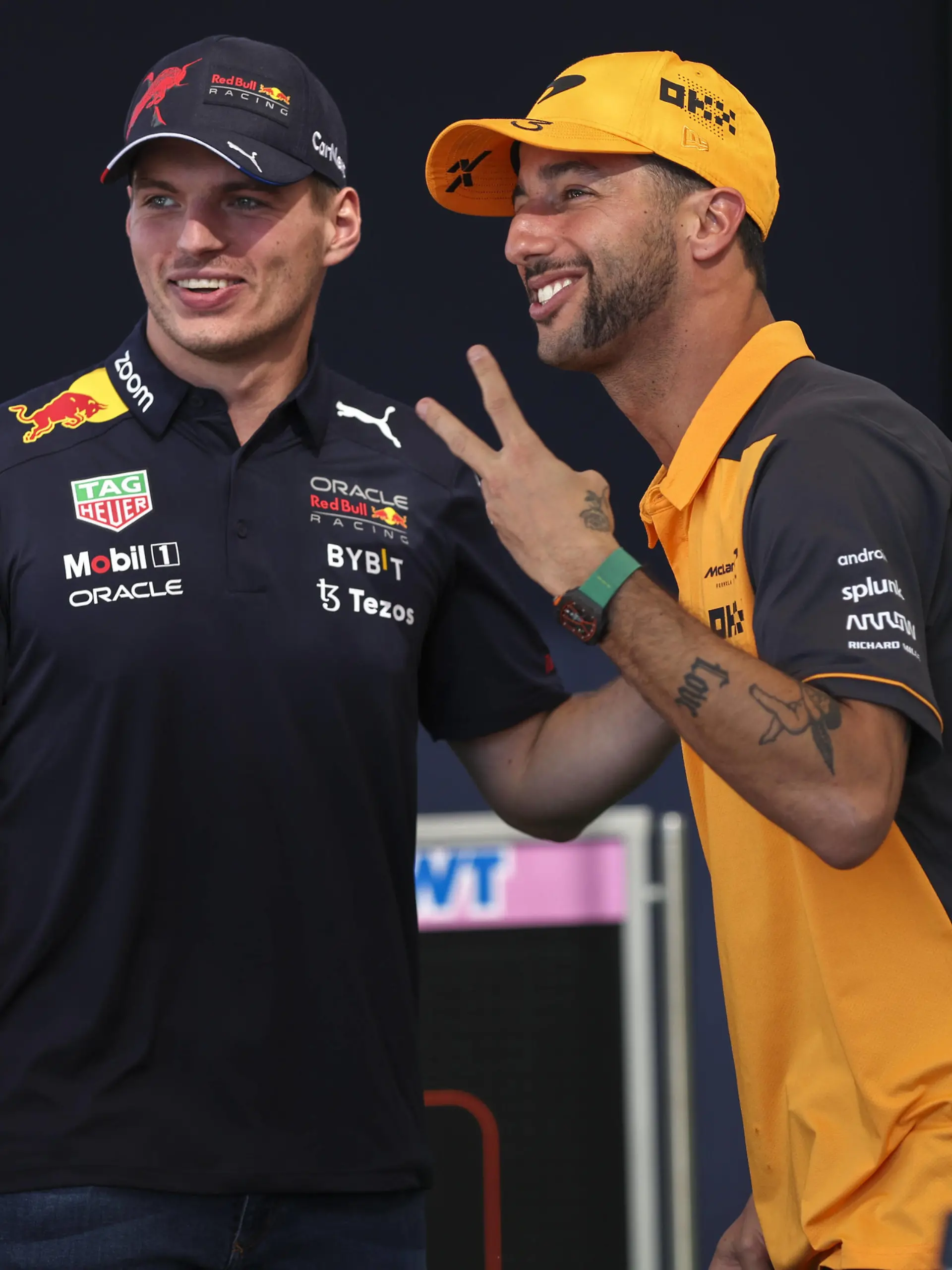 VERSTAPPEN Max ned, Red Bull Racing RB18, RICCIARDO Daniel aus, McLaren F1 Team MCL36, portrait during the Formula 1 Aramco United States Grand Prix 2022, 19th round of the 2022 FIA Formula One World Championship, WM, Weltmeisterschaft from October 21 to 23, 2022 on the Circuit of the Americas, in Austin, Texas - F1 - UNITED STATES GRAND PRIX 2022 DPPI/Panoramic PUBLICATIONxNOTxINxFRAxITAxBEL F12022GP19TEX_JK158113 