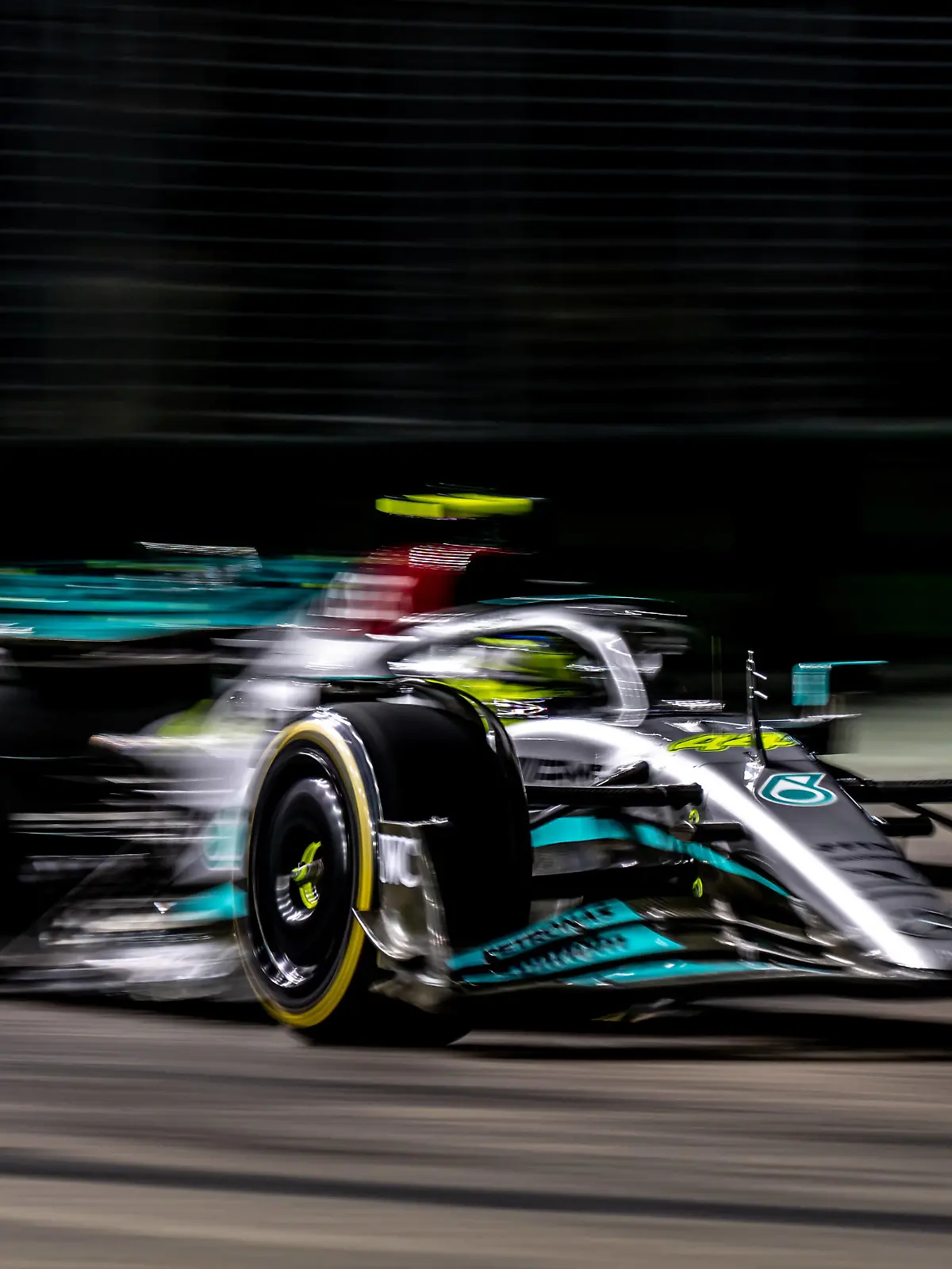 MARINA BAY, SINGAPORE: Lewis Hamilton, racing for the Mercedes AMG team during the 2022 Formula 1 Singapore Grand Prix at the Marina Bay Street Circuit in Marina Bay, Singapore. 