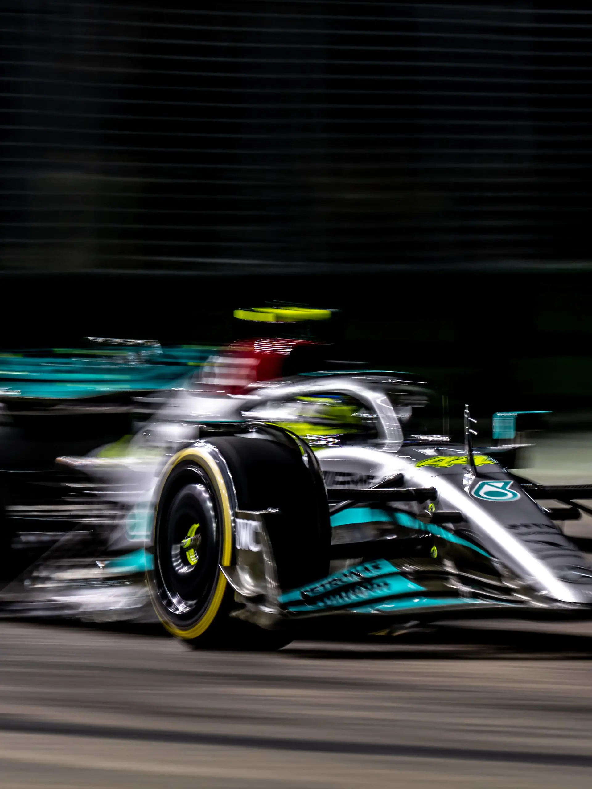 MARINA BAY, SINGAPORE: Lewis Hamilton, racing for the Mercedes AMG team during the 2022 Formula 1 Singapore Grand Prix at the Marina Bay Street Circuit in Marina Bay, Singapore. 