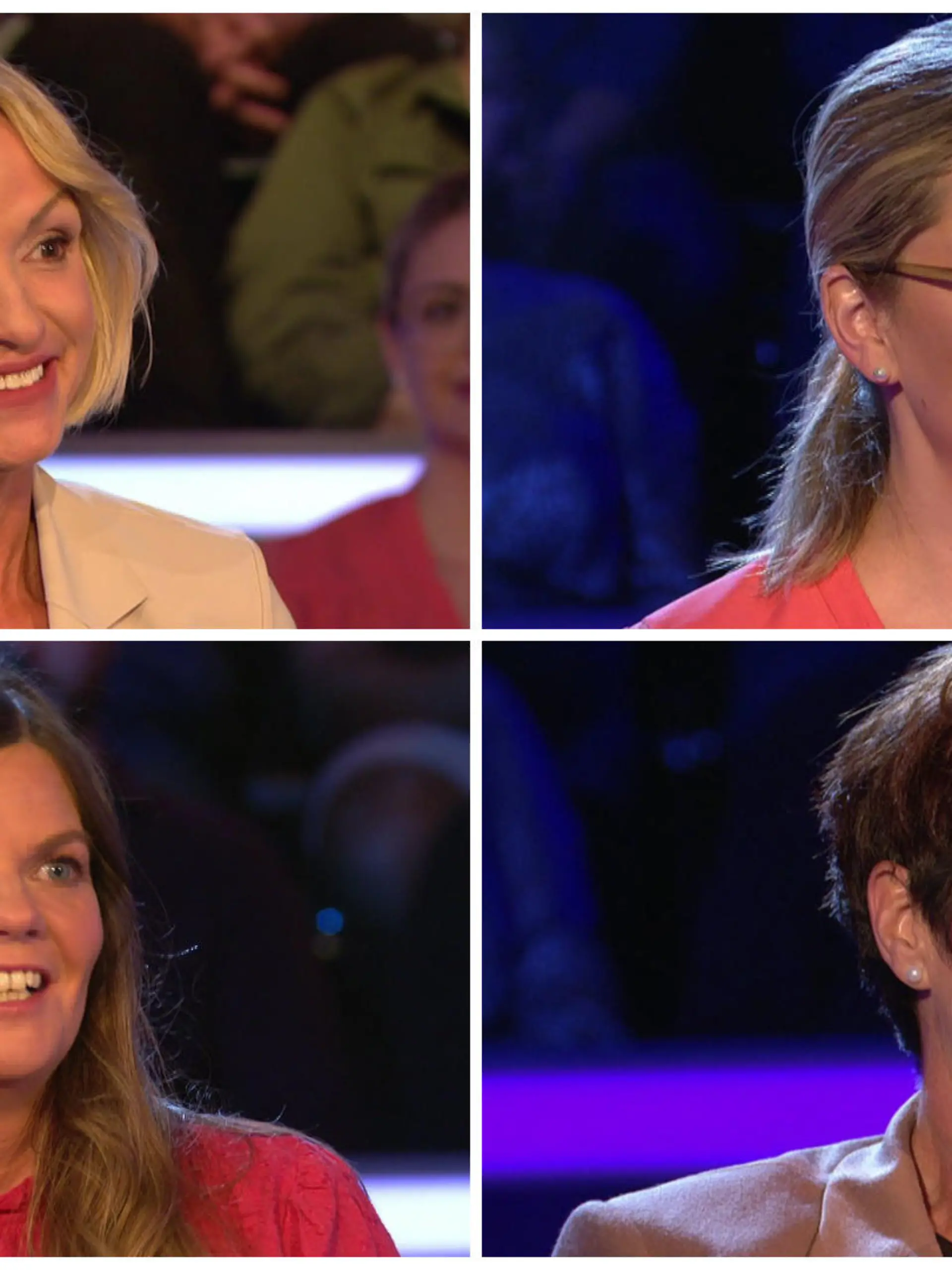 Frauenpower bei  „Wer wird Millionär?“! Günther Jauchs Kandidatinnen Kim Bergmann, Jennifer Priewer, Jasmin Wagner und Bettina Poser (von oben links nach unten rechts) haben alle kräftig abgeräumt.