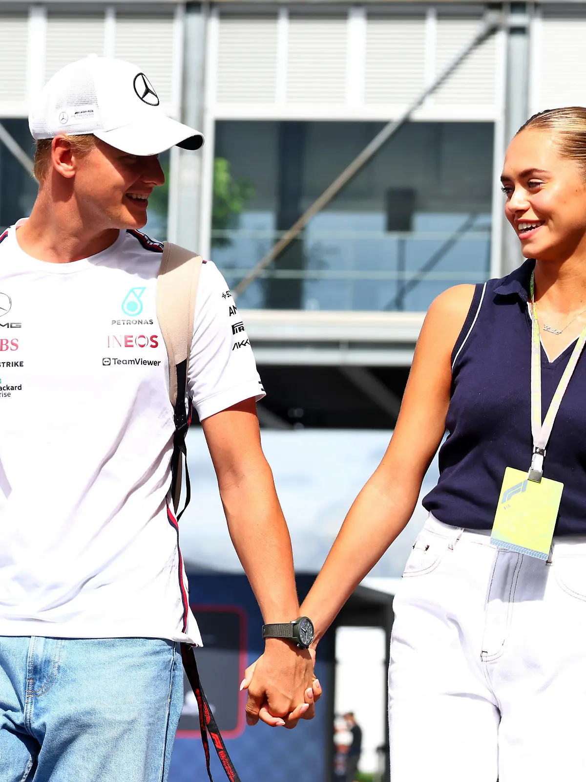 (L to R): Mick Schumacher (GER) Mercedes AMG F1 Reserve Driver with his girlfriend Laila Hasanovic (DEN).
22.09.2023. Formula 1 World Championship, Rd 17, Japanese Grand Prix, Suzuka, Japan, Practice Day.
 - www.xpbimages.com, EMail: requests@xpbimages.com © Copyright: Coates / XPB Images / action press