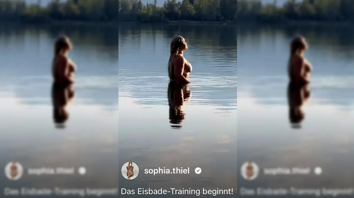 Sophia Thiel beim Eisbaden