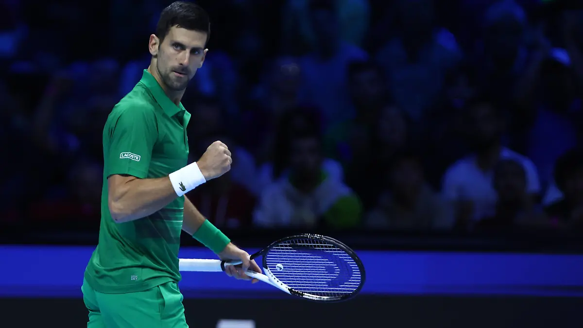 Novak Djokovic vs Stefanos Tsitsipas Novak Djokovic of Serbia celebrates during the Round Robin Red Group singles match between Novak Djokovic of Serbia and Stefanos Tsitsipas of Greece on Day Two of the Nitto ATP, Tennis Herren World Tour Finals at Pala Alpitour on November 14, 2022 in Turin, Italy Torino Pala Alpitour Italy Copyright: xMarcoxCanonierox 