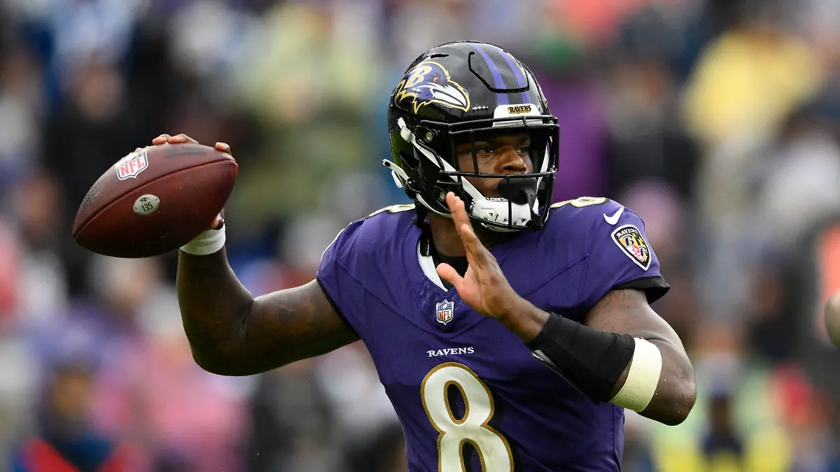 Baltimore Ravens quarterback Lamar Jackson throws during the second half of an NFL football game against the Indianapolis Colts, Sunday, Sept. 24, 2023, in Baltimore. (AP Photo/Nick Wass)