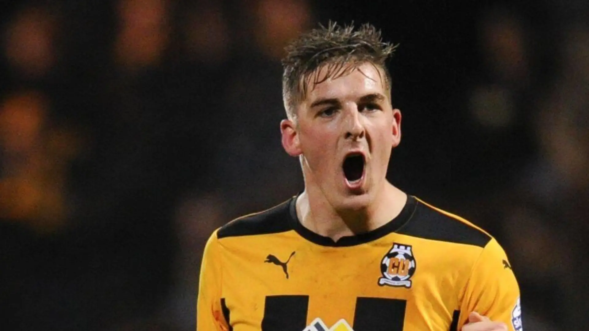 Mandatory Credit: Photo by Joe Toth/BPI/Shutterstock 4351450ab Liam Hughes of Cambridge United celebrates at full-time The FA Cup 2014/15 Third Round Cambridge United v Luton Town Abbey Stadium, Cambridge, United Kingdom - 3 Jan 2015 EDITORIAL USE ONLY No use with unauthorised audio, video, data, fixture lists outside the EU, club/league logos or live services. Online in-match use limited to 45 images 15 in extra time. No use to emulate moving images. No use in betting, games or single club/league/player publications/services. The FA Cup 2014/15 Third Round Cambridge United v Luton Town Abbey Stadium, Cambridge, United Kingdom - 3 Jan 2015 EDITORIAL USE ONLY No use with unauthorised audio, video, data, fixture lists outside the EU, club/league logos or live services. Online in-match use limited to 45 images 15 in extra time. No use to emulate moving images. No use in betting, games or PUBLICATIONxINxGERxSUIxAUTXHUNxGRExMLTxCYPxROMxBULxUAExKSAxONLY Copyright: xJoexToth/BPI/Shutterstockx 4351450ab