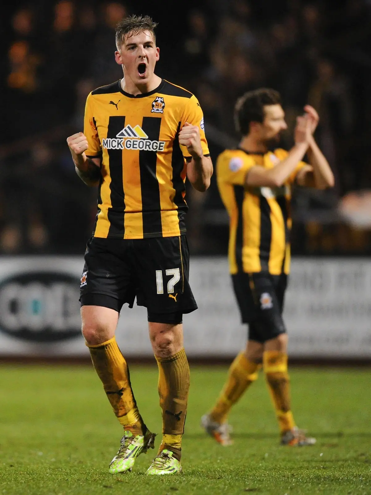 Mandatory Credit: Photo by Joe Toth/BPI/Shutterstock 4351450ab Liam Hughes of Cambridge United celebrates at full-time The FA Cup 2014/15 Third Round Cambridge United v Luton Town Abbey Stadium, Cambridge, United Kingdom - 3 Jan 2015 EDITORIAL USE ONLY No use with unauthorised audio, video, data, fixture lists outside the EU, club/league logos or live services. Online in-match use limited to 45 images 15 in extra time. No use to emulate moving images. No use in betting, games or single club/league/player publications/services. The FA Cup 2014/15 Third Round Cambridge United v Luton Town Abbey Stadium, Cambridge, United Kingdom - 3 Jan 2015 EDITORIAL USE ONLY No use with unauthorised audio, video, data, fixture lists outside the EU, club/league logos or live services. Online in-match use limited to 45 images 15 in extra time. No use to emulate moving images. No use in betting, games or PUBLICATIONxINxGERxSUIxAUTXHUNxGRExMLTxCYPxROMxBULxUAExKSAxONLY Copyright: xJoexToth/BPI/Shutterstockx 4351450ab