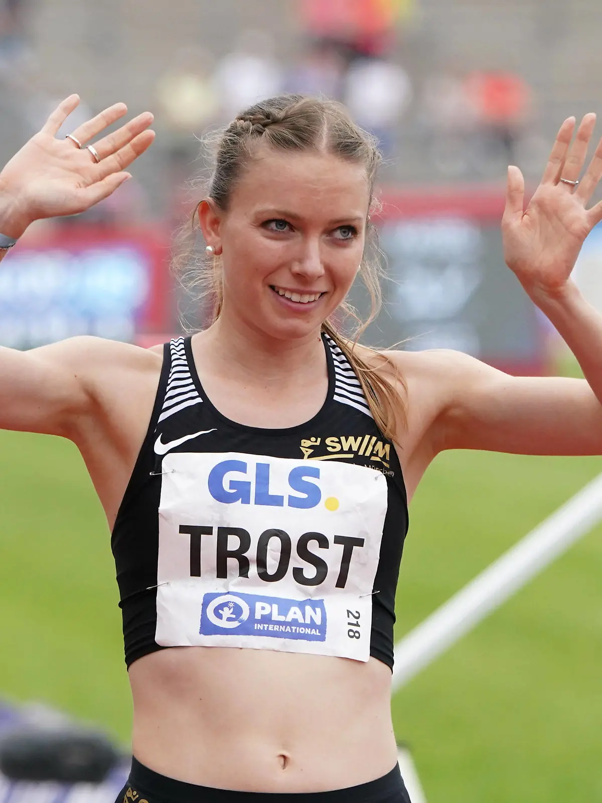 Leichtathletik, athletics, Deutsche Meisterschaften 2023, 09.07.2023, Auerstadion Kassel 1500m Frauen Finale ,Katharina Trost LG Stadtwerke München *** Leichtathletik, athletics, German Championships 2023, 09 07 2023, Auerstadion Kassel 1500m women final ,Katharina Trost LG Stadtwerke München