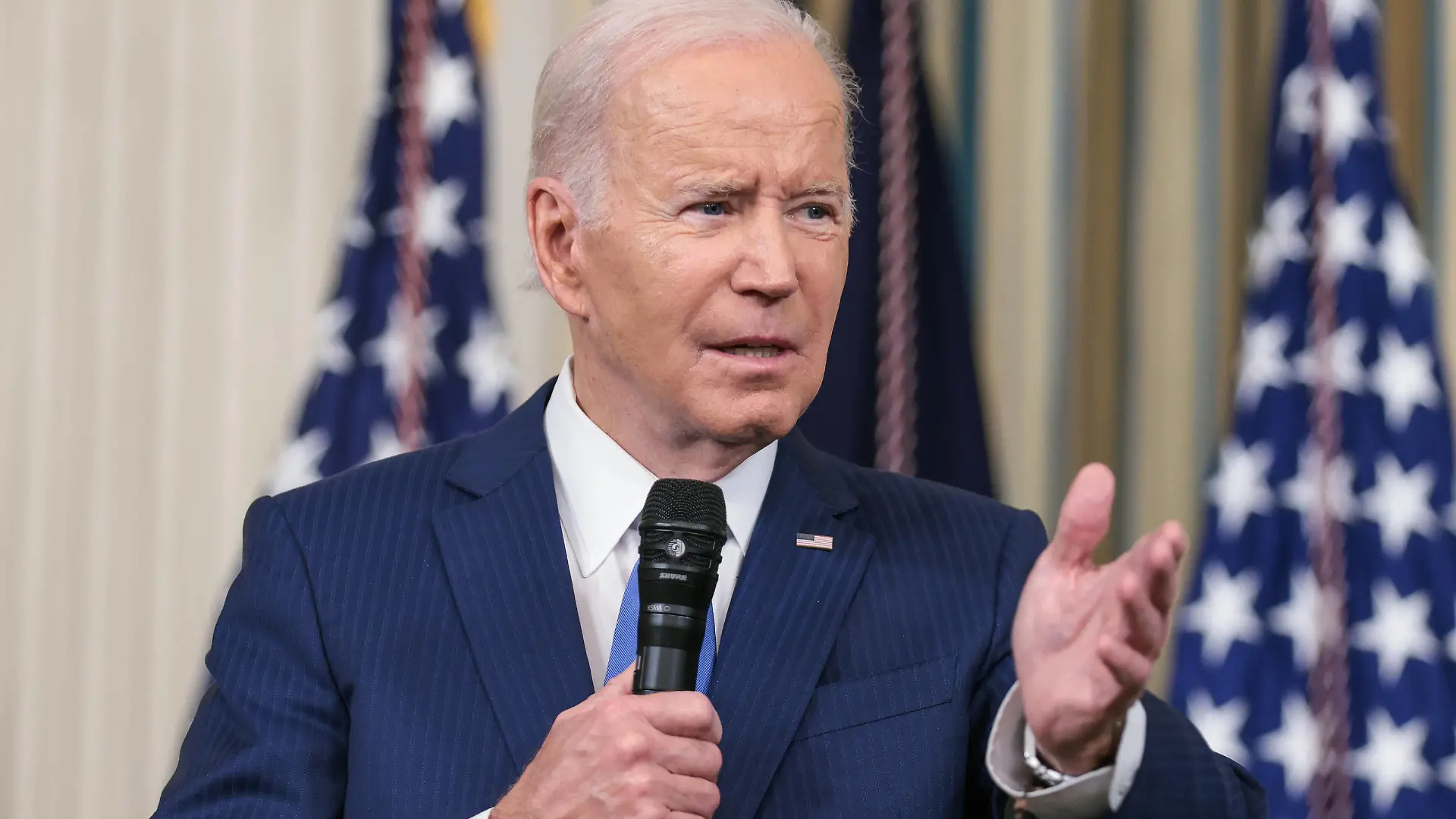 President Joe Biden delivers remarks as he takes questions in the State Dining Room of the White House in Washington, DC, on Wednesday, November 9, 2022. Biden made remarks on the midterm elections. 1 WASP20221109103 OliverxContreras