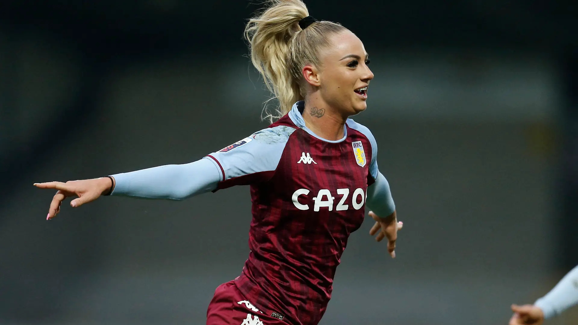 Soccer Football - Women's Super League - Leicester City v Aston Villa - King Power Stadium, Leicester, Britain - January 23, 2022 Aston Villa's Alisha Lehmann celebrates scoring their second goal Action Images via Reuters/Ed Sykes
