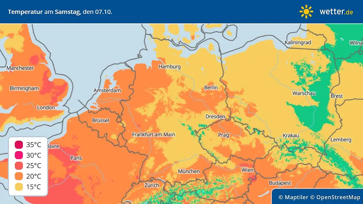 Prognose für das Wetter am Samstag