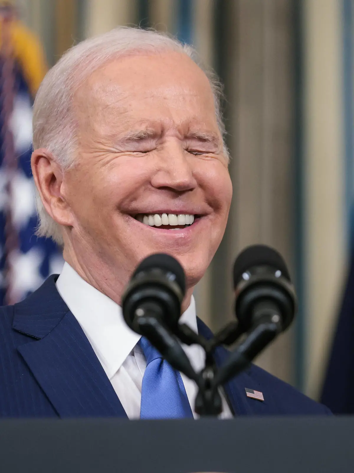  President Joe Biden smiles as he takes questions in the State Dining Room of the White House in Washington, DC, on Wednesday, November 9, 2022. Biden made remarks on the midterm elections. 1 WASP20221109101 OliverxContreras