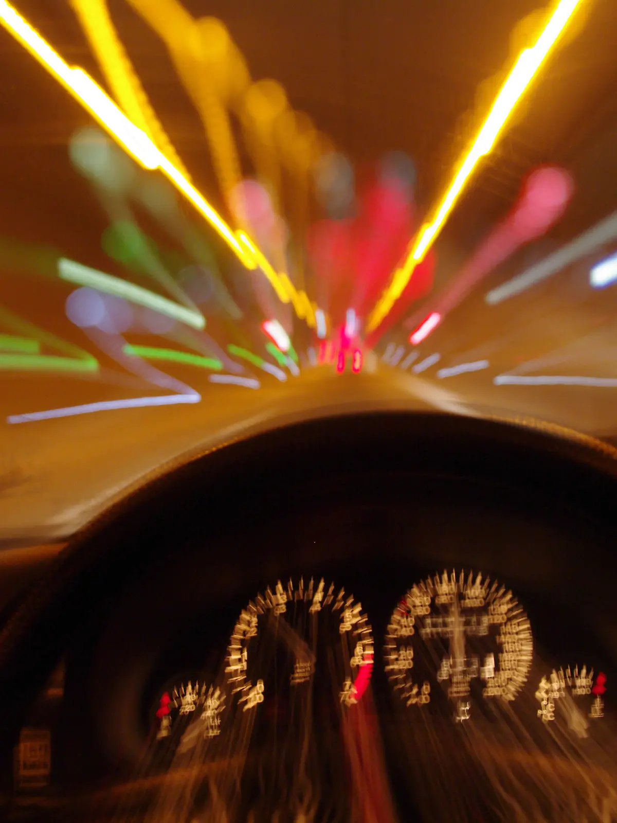 tunnel car motion blur night traffic fast