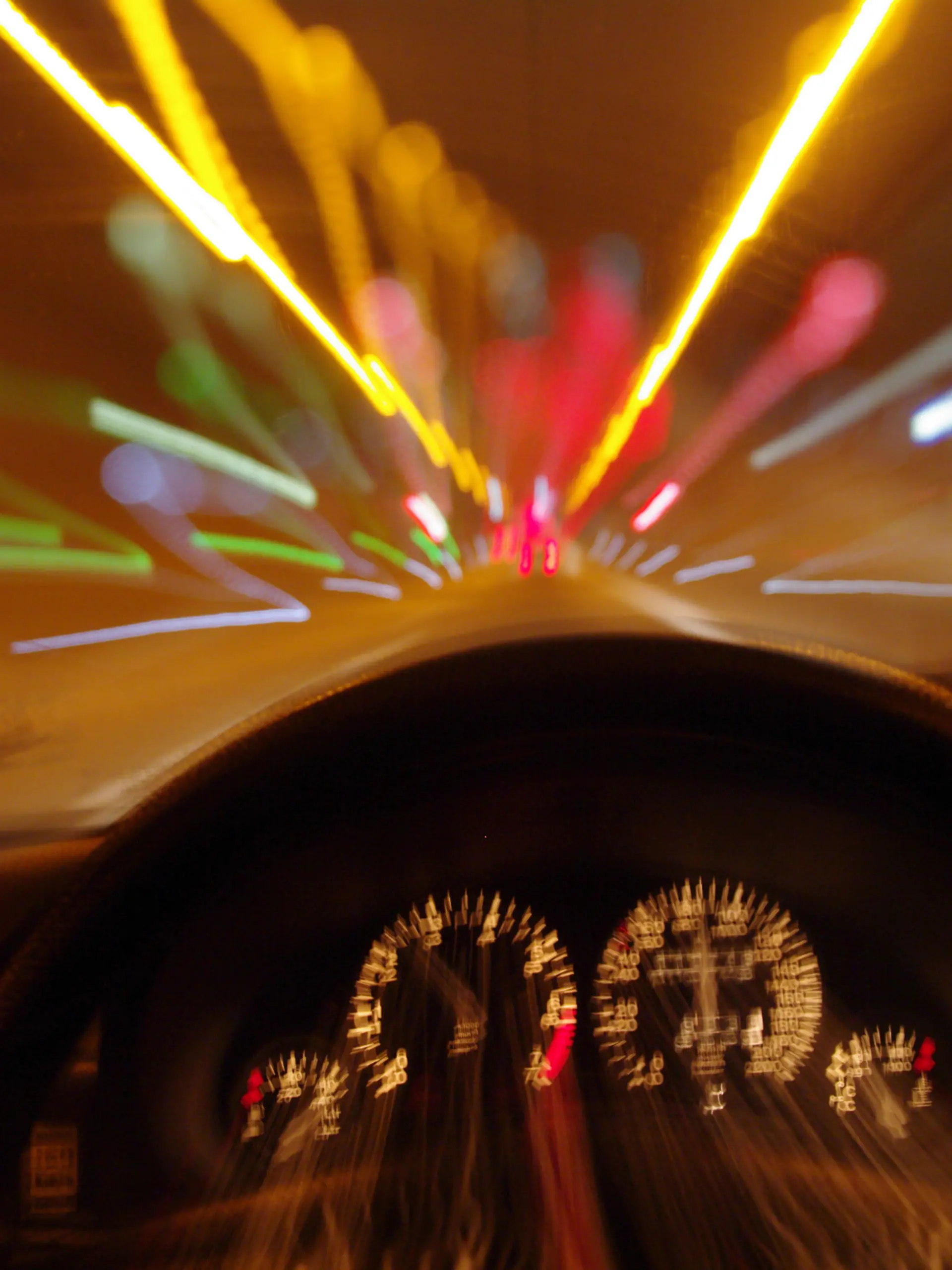 tunnel car motion blur night traffic fast