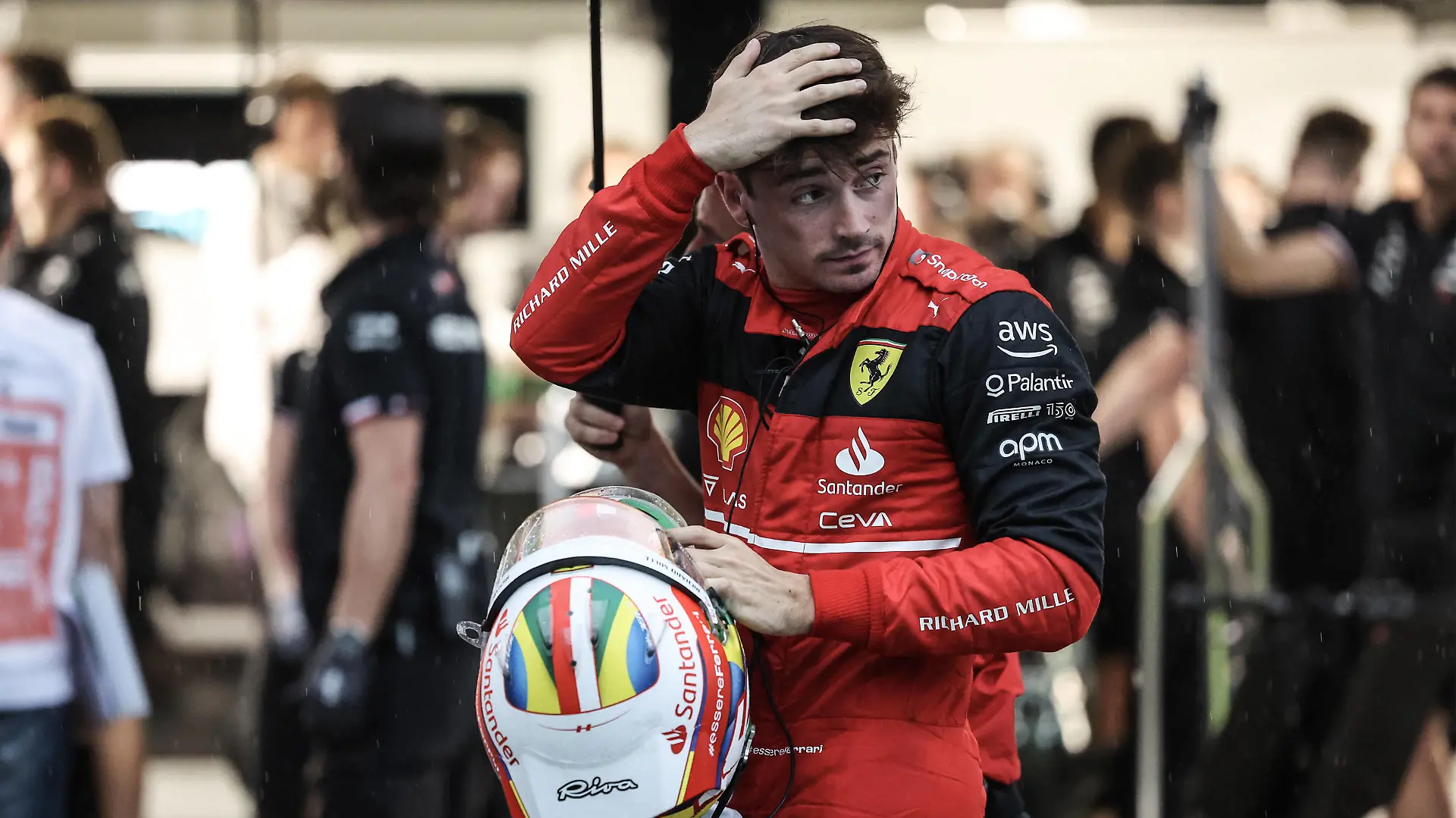 LECLERC Charles mco, Scuderia Ferrari F1-75, portrait during the Formula 1 Heineken Grande Premio de Sao Paulo 2022, Sao Paulo Grand Prix Grand Prix 2022, 21st round of the 2022 FIA Formula One World Championship, WM, Weltmeisterschaft from November 11 to 13, 2022 on the Interlagos Circuit, in Sao Paulo, Brazil - F1 - SAO PAULO GRAND PRIX 2022 DPPI/Panoramic PUBLICATIONxNOTxINxFRAxITAxBEL G00D3547 copie