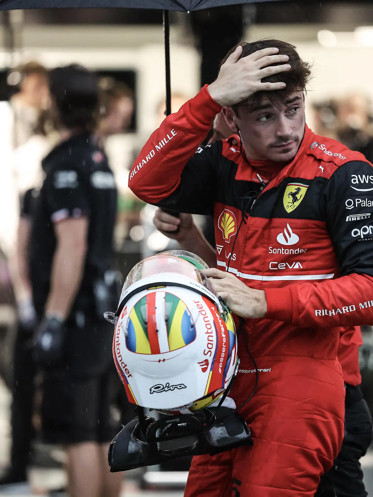 LECLERC Charles mco, Scuderia Ferrari F1-75, portrait during the Formula 1 Heineken Grande Premio de Sao Paulo 2022, Sao Paulo Grand Prix Grand Prix 2022, 21st round of the 2022 FIA Formula One World Championship, WM, Weltmeisterschaft from November 11 to 13, 2022 on the Interlagos Circuit, in Sao Paulo, Brazil - F1 - SAO PAULO GRAND PRIX 2022 DPPI/Panoramic PUBLICATIONxNOTxINxFRAxITAxBEL G00D3547 copie 