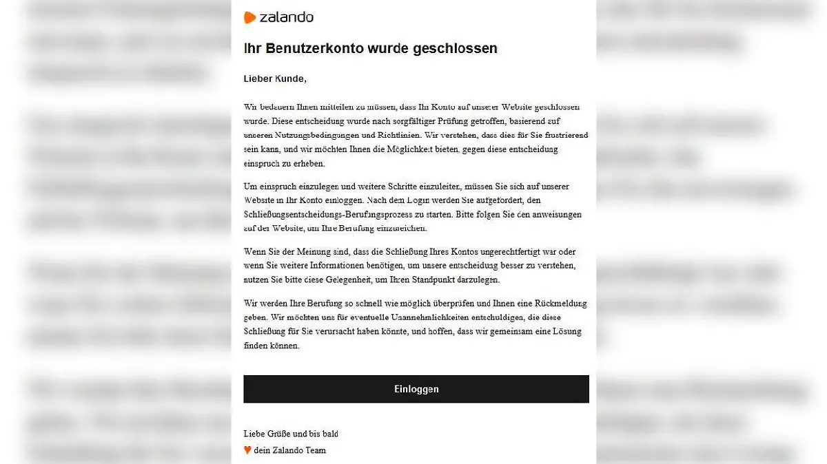 Zalando-Betrugsmail