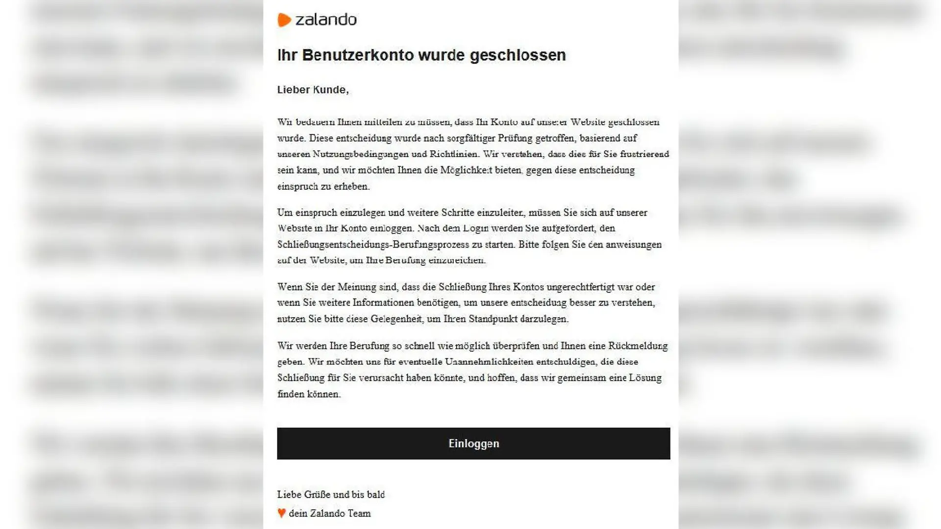 Zalando-Betrugsmail