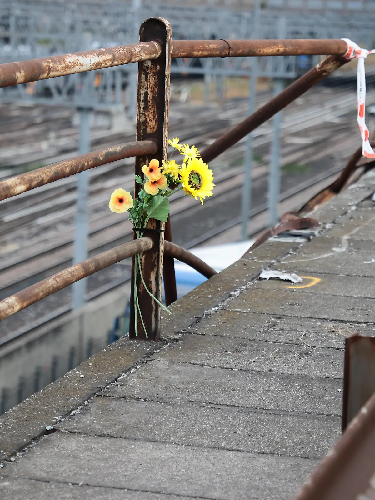 The following day at the site of the tragedy of 03 October 2023 where a bus crashed from the Mestre overpass near the Mestre station tracks causing the death of 21 people. In the photo the guard rail torn away from the bus, a completely inadequate guard rail for a very busy road where maintenance work has never been carried out for over 40 years PUBLICATIONxNOTxINxITA Copyright: xMatteoxChinellatox/xipa-agency.nx/xMatteoxChinellatox IPA_IPA40773221