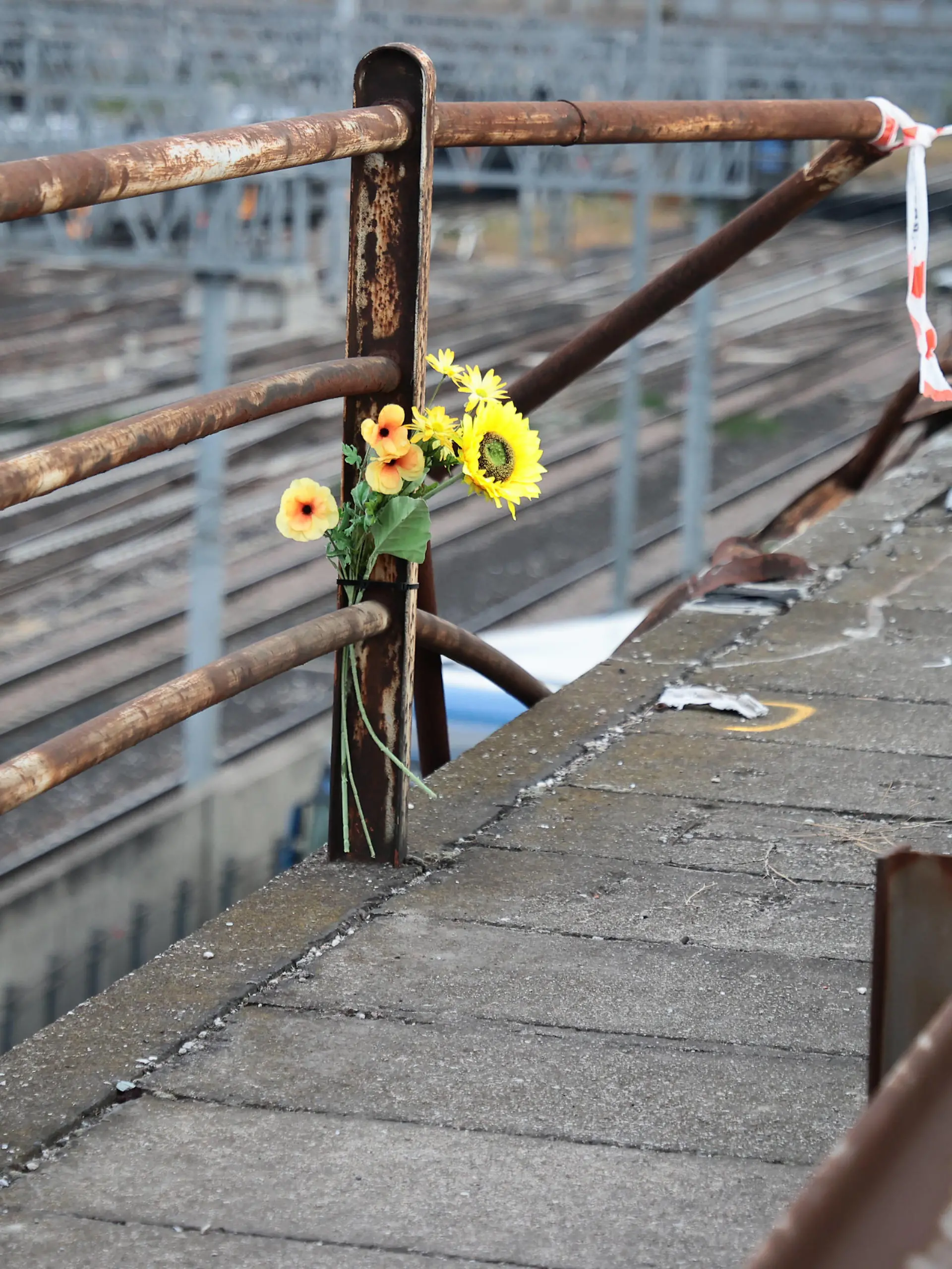 The following day at the site of the tragedy of 03 October 2023 where a bus crashed from the Mestre overpass near the Mestre station tracks causing the death of 21 people. In the photo the guard rail torn away from the bus, a completely inadequate guard rail for a very busy road where maintenance work has never been carried out for over 40 years PUBLICATIONxNOTxINxITA Copyright: xMatteoxChinellatox/xipa-agency.nx/xMatteoxChinellatox IPA_IPA40773221