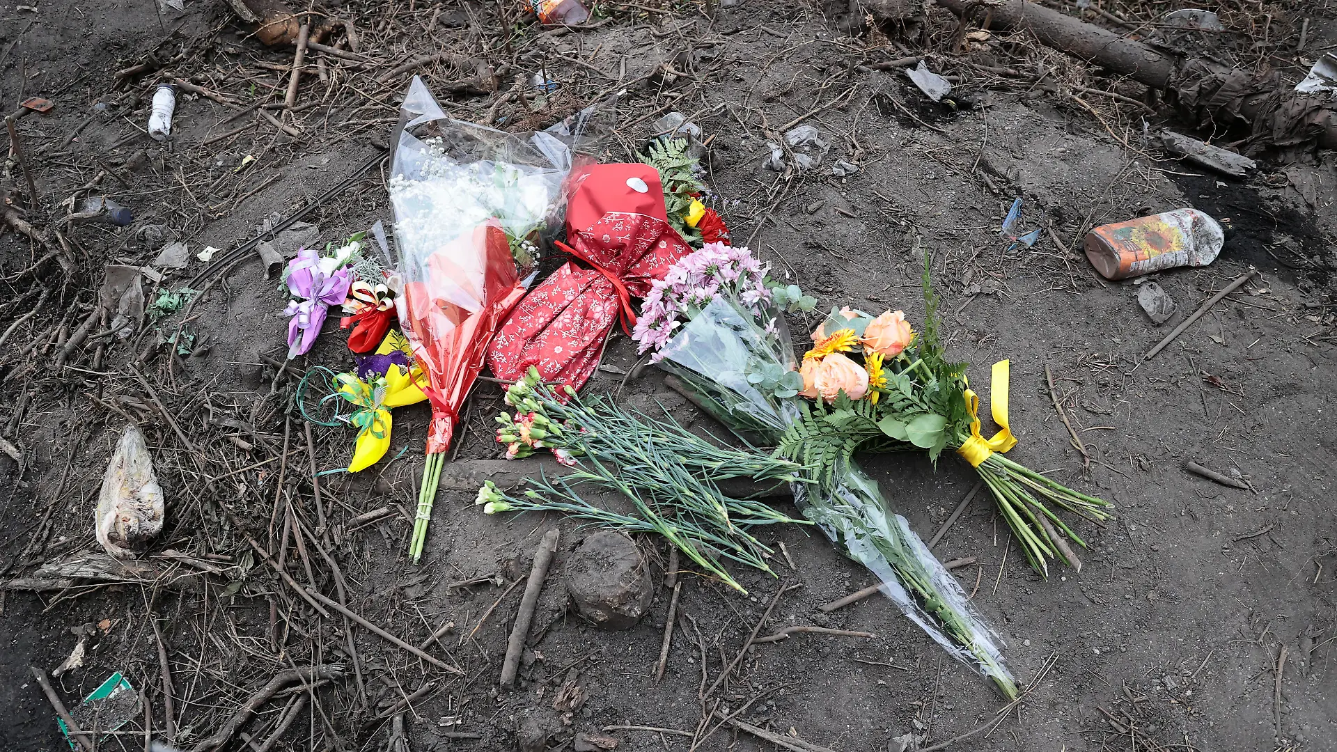 The following day at the site of the tragedy of 03 October 2023 where a bus fell from the Mestre overpass near the Mestre station tracks causing the death of 21 people. In the photo bouquets of flowers at the accident site / action press