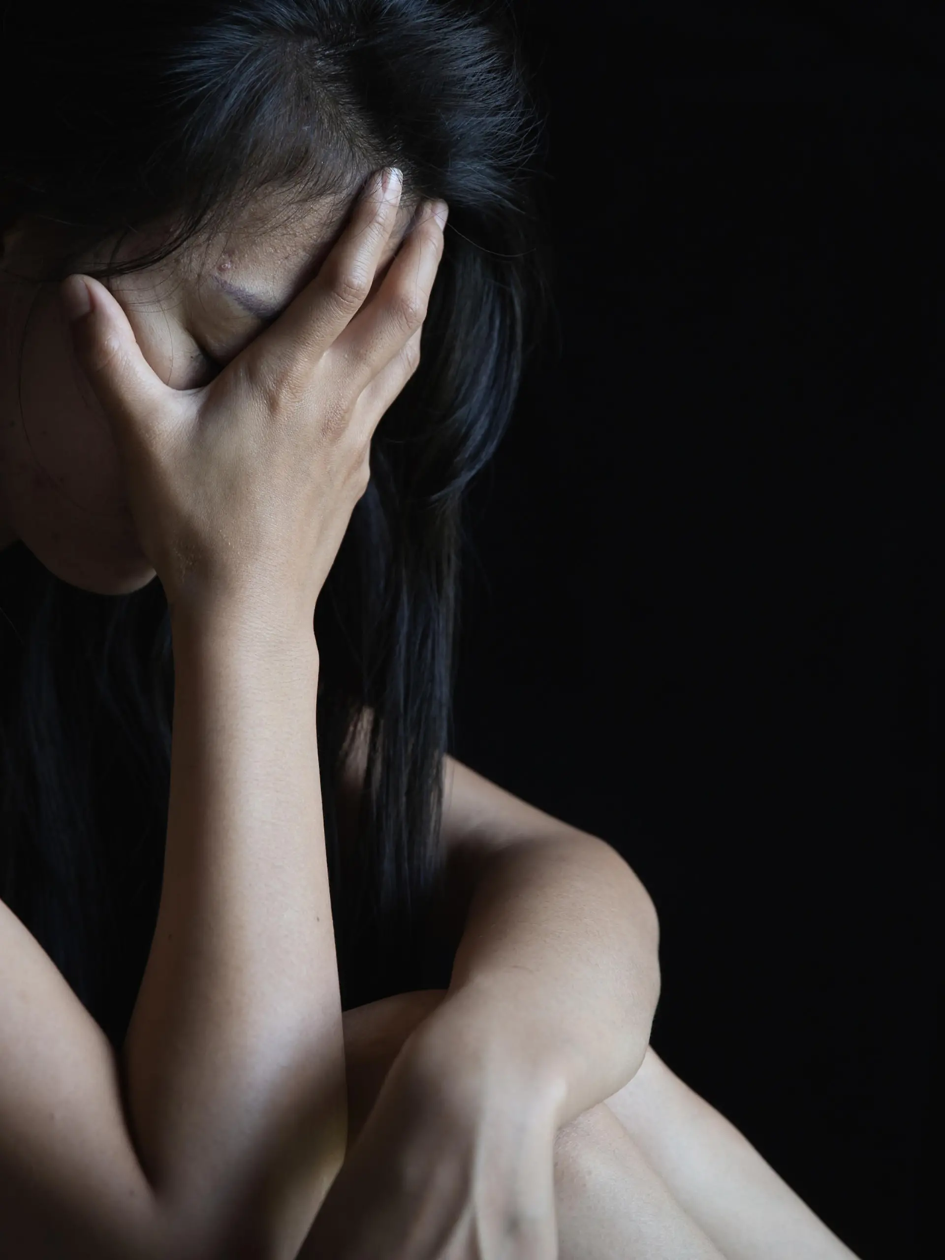 Women feeling lonely and sad, psychological and mental troubles, suffering from bad relationship or break up, Depression, Violence against women.
