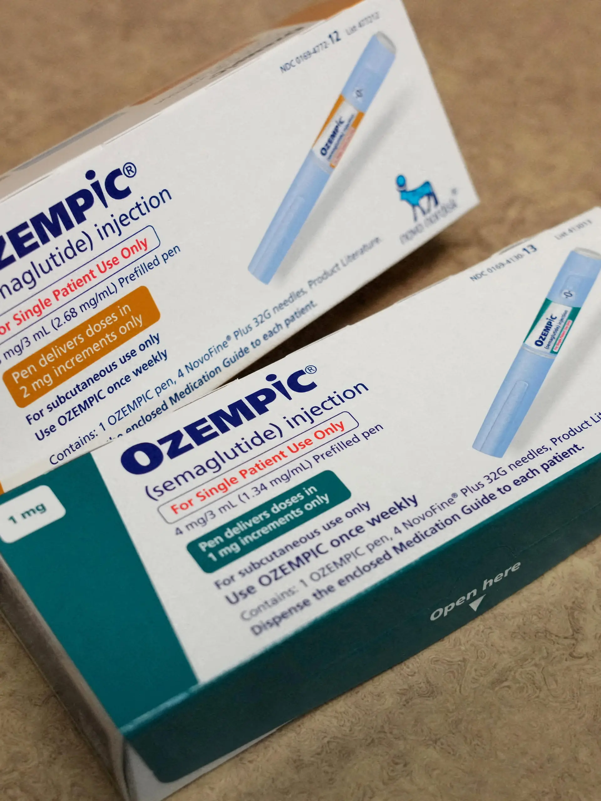 FILE PHOTO: Boxes of Ozempic, a semaglutide injection drug used for treating type 2 diabetes made by Novo Nordisk, is seen at a Rock Canyon Pharmacy in Provo, Utah, U.S. March 29, 2023. REUTERS/George Frey/File Photo