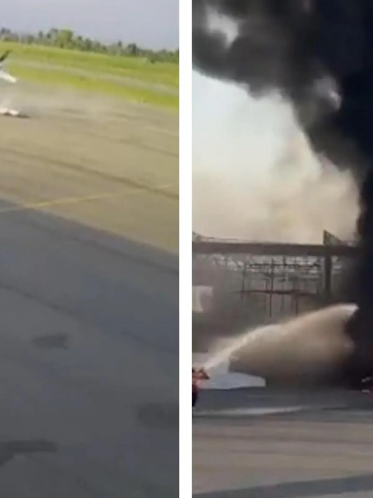 Absturz-Drama in Brasilien! Als einem privaten Kleinflugzeug die Landung misslingt, rauscht es in einen Hangar neben der Landebahn. Der Pilot und ein Arbeiter auf dem Flughafen in Cuiabá kommen dabei ums Leben. Bei diesen Bildern ist kaum zu glauben, dass nicht noch mehr Menschen zu Schaden kommen.