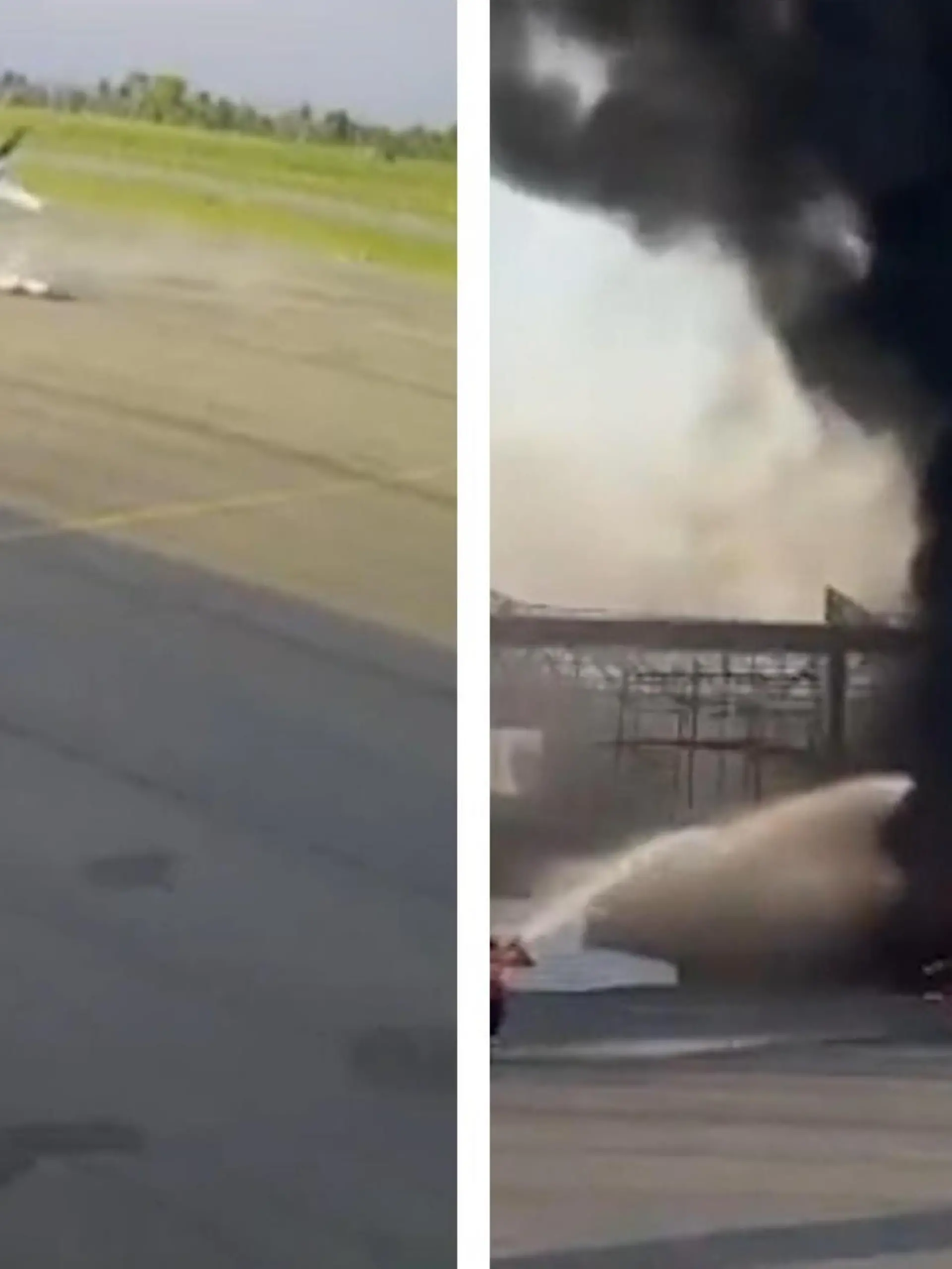Absturz-Drama in Brasilien! Als einem privaten Kleinflugzeug die Landung misslingt, rauscht es in einen Hangar neben der Landebahn. Der Pilot und ein Arbeiter auf dem Flughafen in Cuiabá kommen dabei ums Leben. Bei diesen Bildern ist kaum zu glauben, dass nicht noch mehr Menschen zu Schaden kommen.