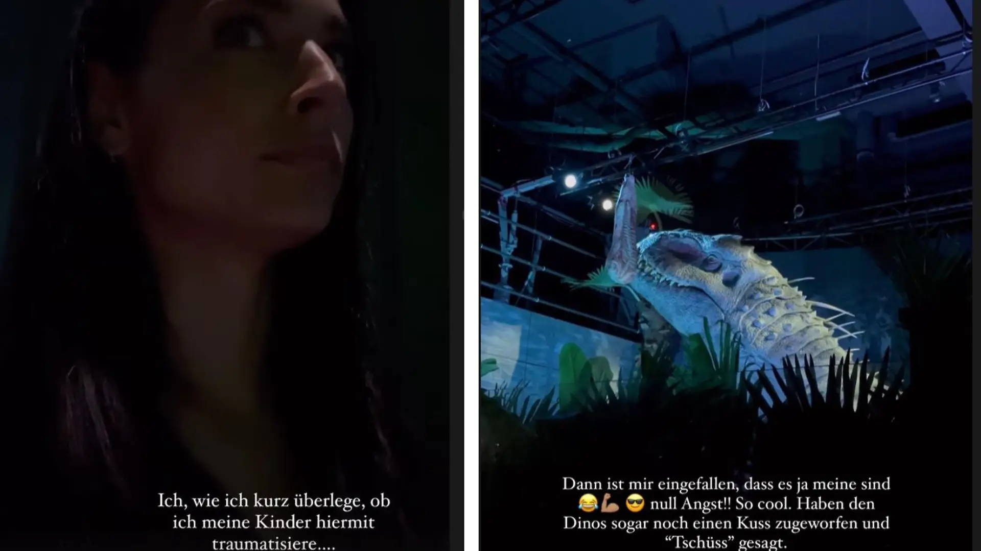Amira Pocher besucht mit ihren Jungs die Ausstellung "Jurassic World: The Exhibition" in Köln.