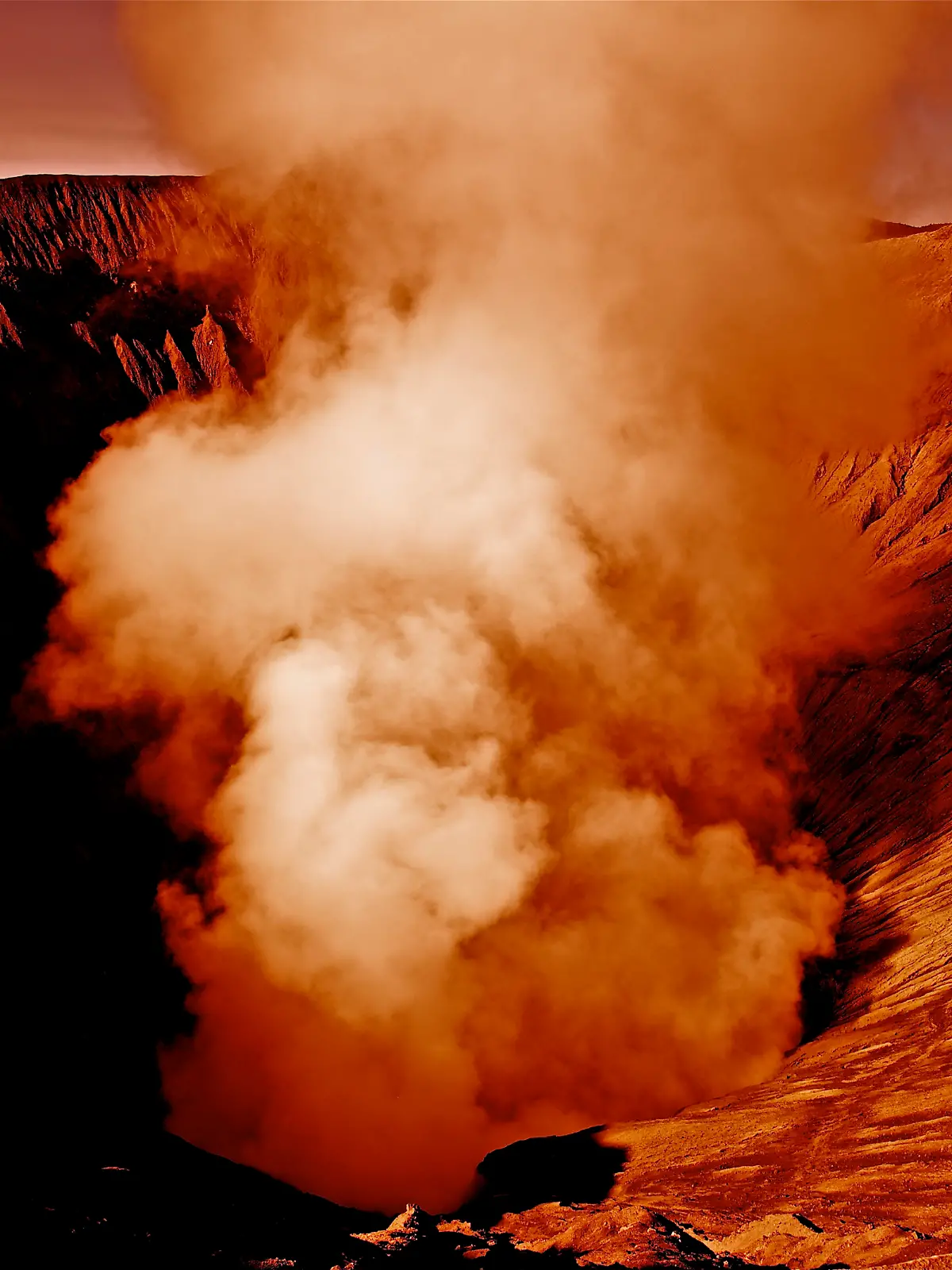 Mars Red Planet Meteorite Crater Exploration Volcano Cloud. Water on Mars.