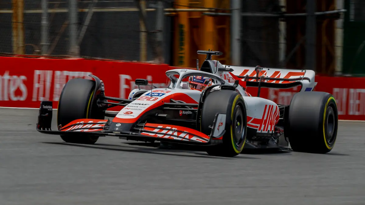 Haas driver Kevin Magnussen, of Denmark, attends a practice ahead of the weekend's Formula One Brazilian Grand Prix at Interlagos racetrack in Sao Paulo, Brazil, Friday, Nov. 11, 2022. (AP Photo/Marcelo Chello)
