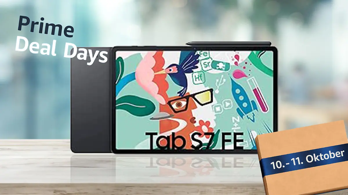 Samsung Galaxy Tab S7 FE in einer Collage.