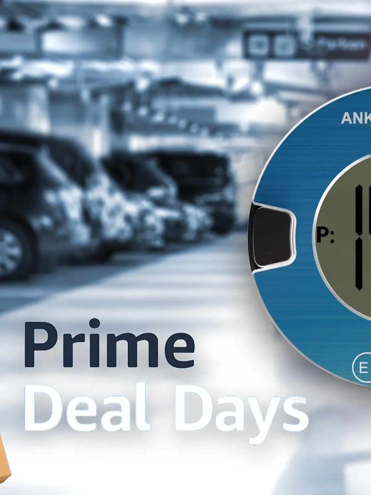 Die elektronische Ooono Parkscheibe mit dem Prime Deal Days Schriftzug.