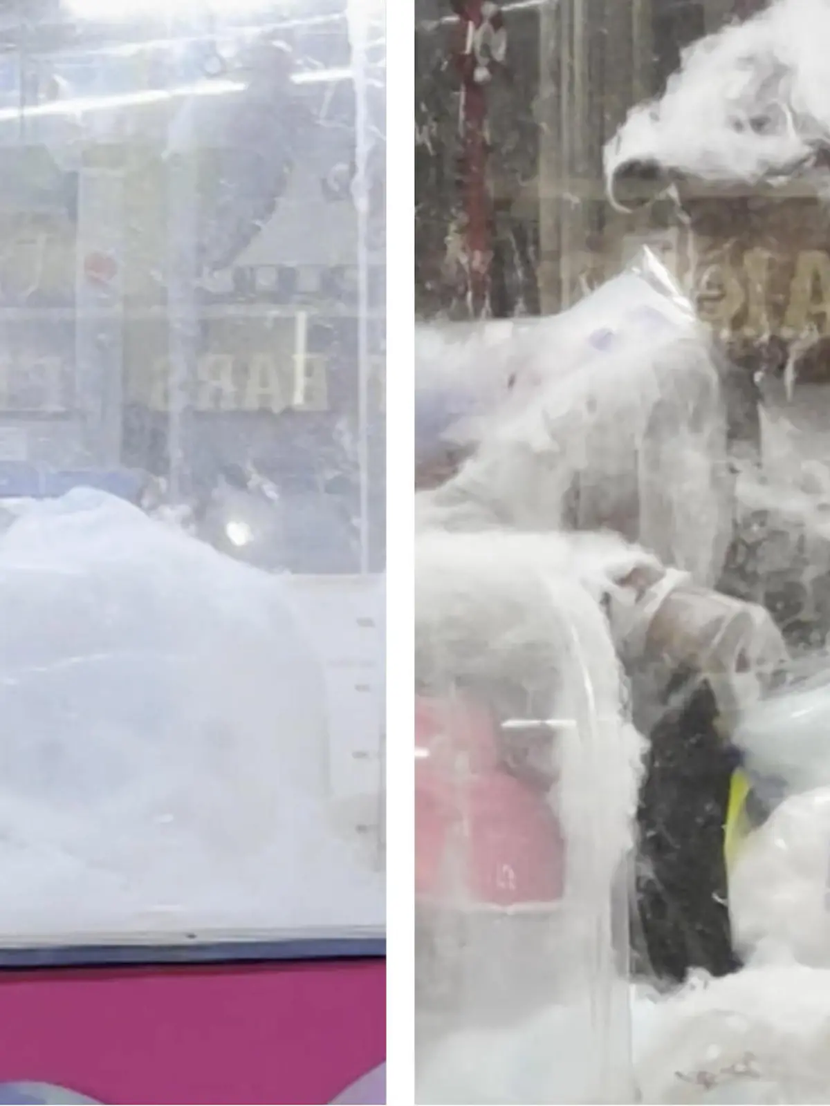 Ob er sich seinen Job so vorgestellt hat? Auf einem Jahrmarkt in den USA produziert eine Maschine so viel Zuckerwatte, dass der Verkäufer kaum mit Einpacken hinterherkommt - und selbst von der Watte verschluckt wird.