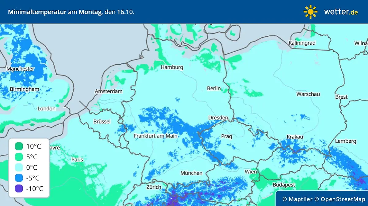 lowestTemperatures montag temperaturen niedrig