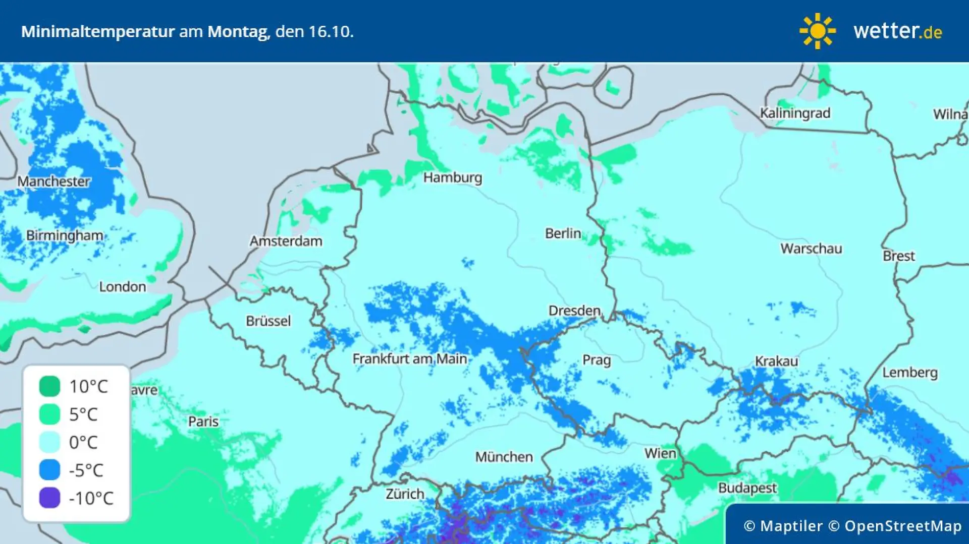 lowestTemperatures montag temperaturen niedrig