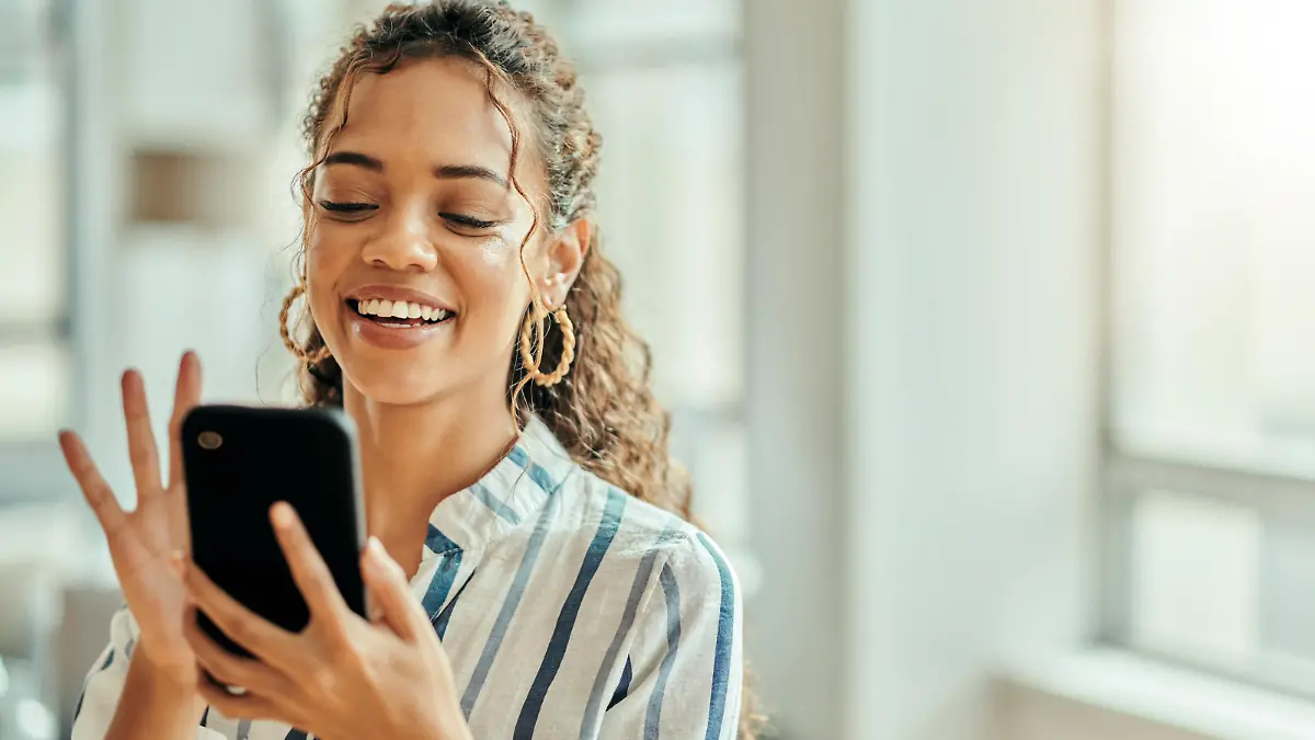 Social media, connection and woman typing on a phone for communication, app and chat. Web, search and corporate employee reading a conversation on a mobile, networking and texting on a mobile app