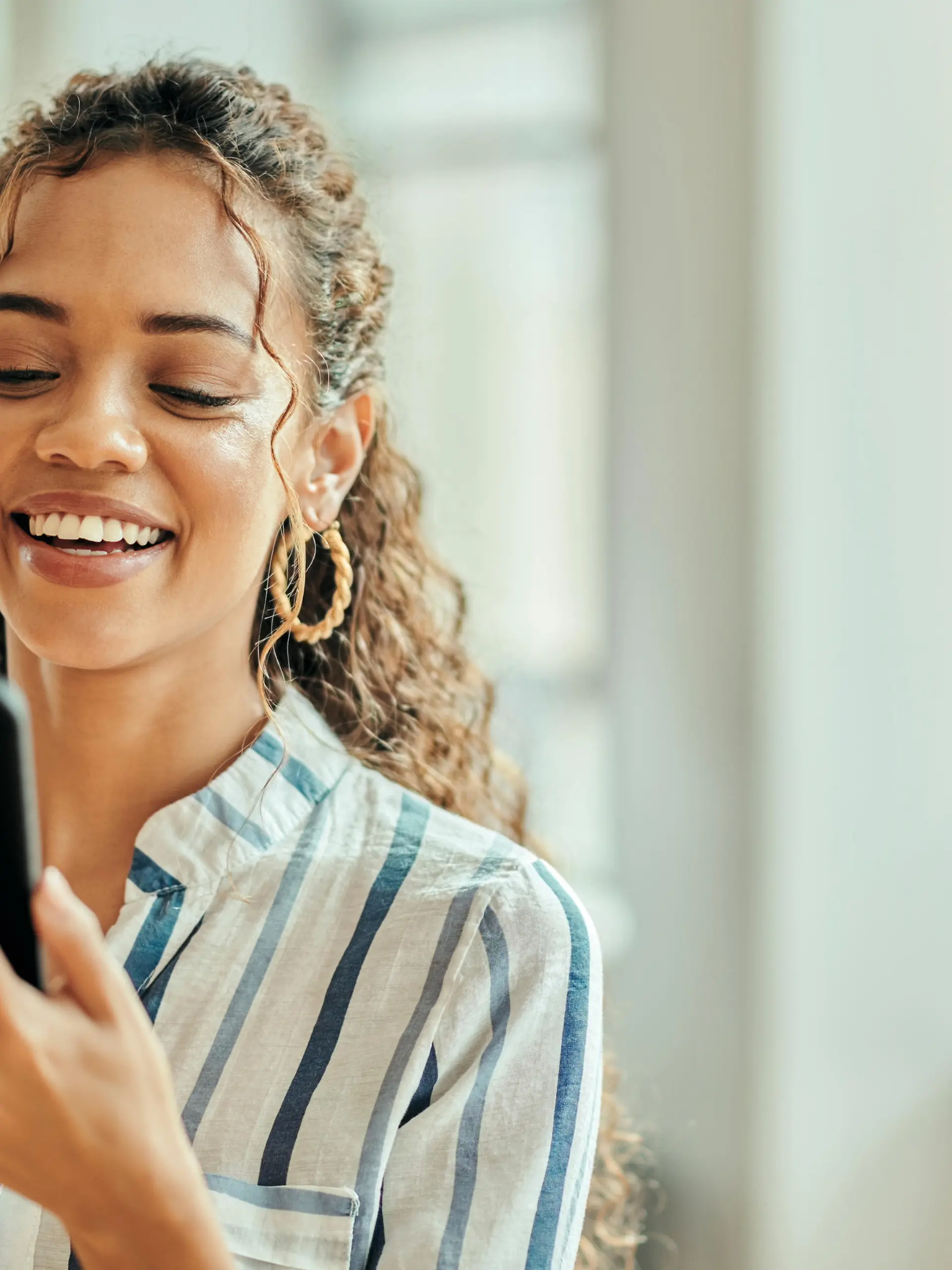 Social media, connection and woman typing on a phone for communication, app and chat. Web, search and corporate employee reading a conversation on a mobile, networking and texting on a mobile app