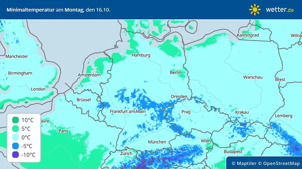 lowestTemperatures tiefstwerte montag