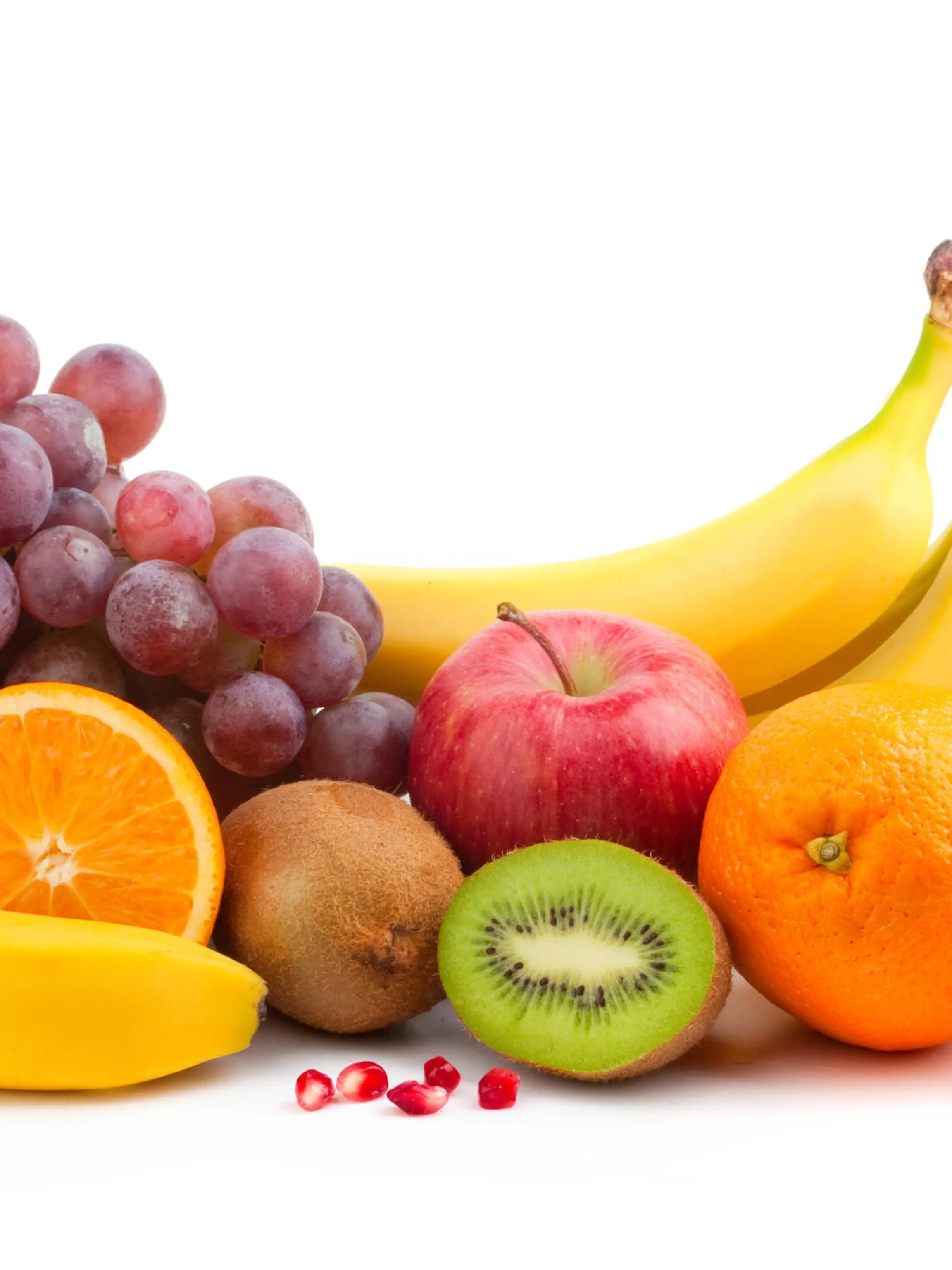 Fruit mix over white background
