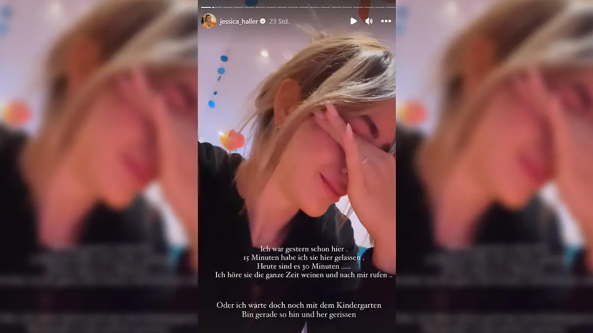 Jessica Haller zeigt in ihrer Instagram-Story, wie schwer ihr die Eingewöhnungszeit in der Kita fällt.