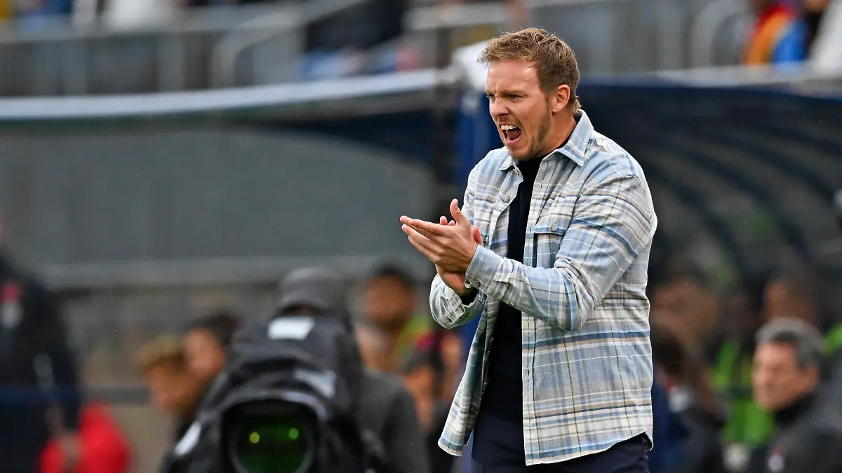 14.10.2023, Fussball Nationalteams Freundschaftsspiele 2023, Länderspiel, USA - Deutschland, im Pratt & Whitney Stadium at Rentschler Field Hartford, Conneticut, USA, Bundestrainer Julian Nagelsmann Deutschland in Rage an der seitenlinie. *** 14 10 2023, Soccer National Teams Friendlies 2023, International Match, USA Germany, at Pratt Whitney Stadium at Rentschler Field Hartford, Conneticut, USA , national coach Julian Nagelsmann Germany in frenzy on the sidelines