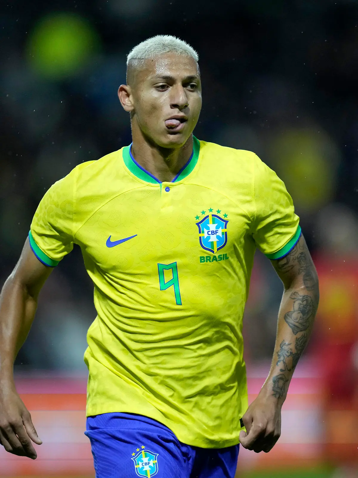 FILE - Brazil's Richarlison celebrates after scoring his side's second goal during the international friendly soccer match between Brazil and Ghana in Le Havre, western France, Friday, Sept. 23, 2022. (AP Photo/Christophe Ena, File)