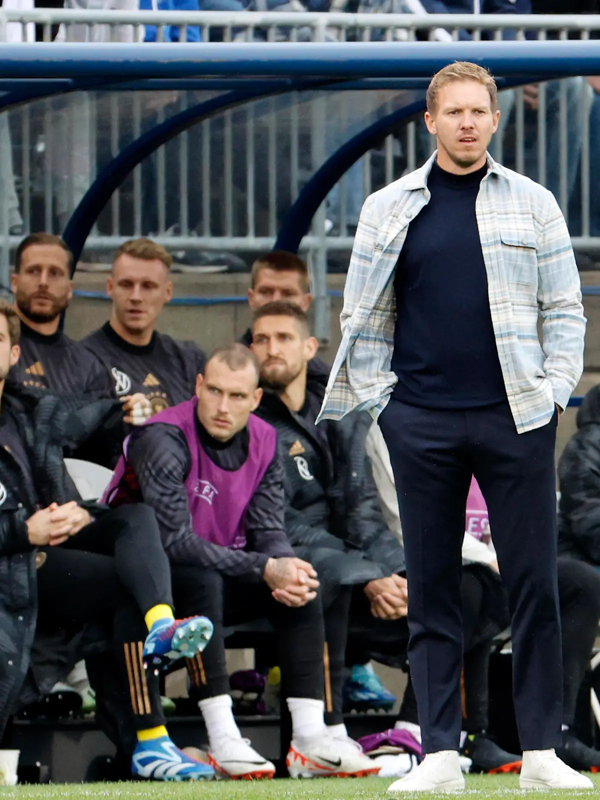 EAST HARTFORD, CT - OCTOBER 14: Germany head coach Julian Nagelsmann looks on during a match between the United Sates and Germany on October 14, 2023, at Pratt & Whitney Stadium in East Hartford, Connecticut. Photo by Fred Kfoury III/Icon Sportswire SOCCER: OCT 14 USA vs Germany EDITORIAL USE ONLY Icon482231014003