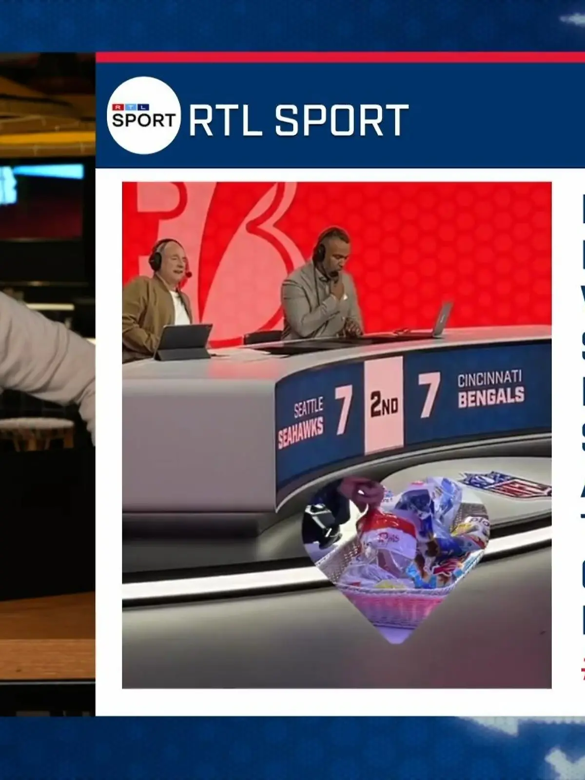 Er ist nicht er, wenn er hungrig ist: Das Social-Media-Team von RTL erwischt NFL-Experten Patrick Esume mitten beim Kommentieren in der Partie Ravens gegen Titans beim Futtern - offenbar ist der Kalorienverbrauch beim Ex-Footballer nach wie vor zu hoch, um ohne Stärkung durch ein ganzes Game zu kommen...