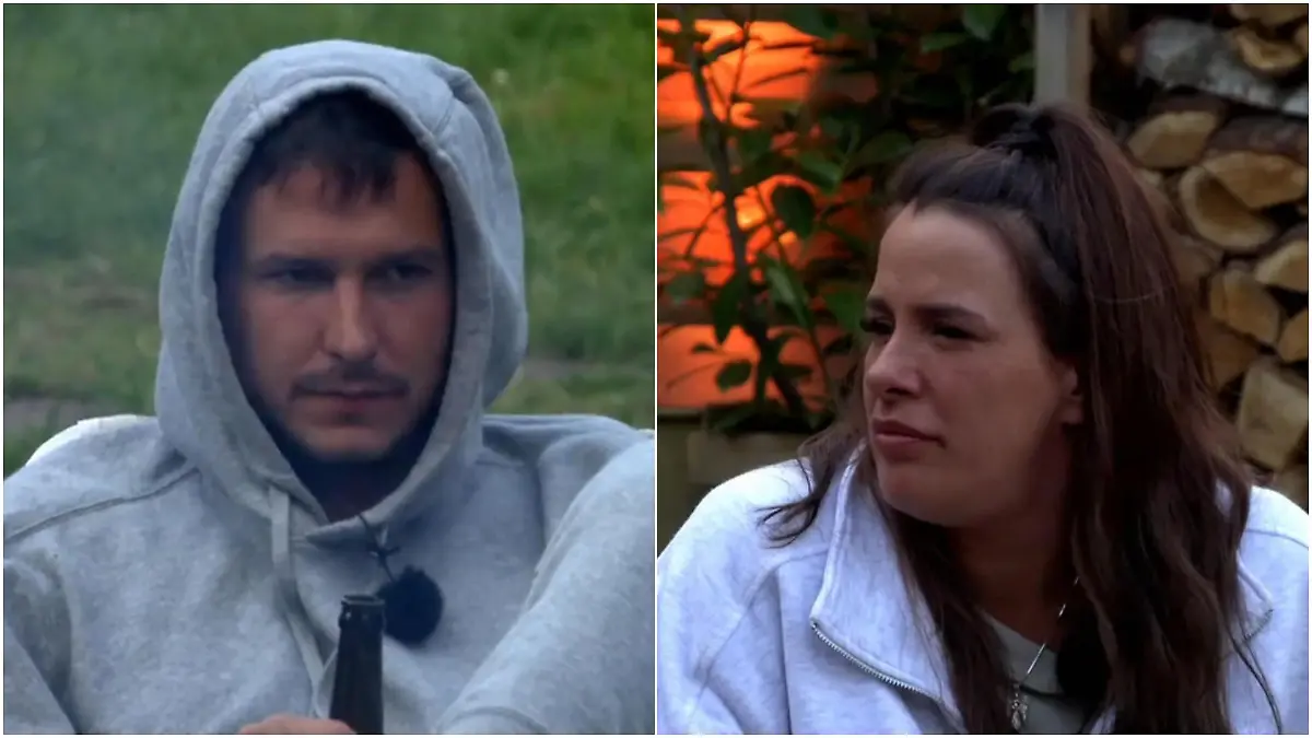 Arben verpasst Justine einen Trink-Maulkorb Feuchtfröhliches Sommerhaus