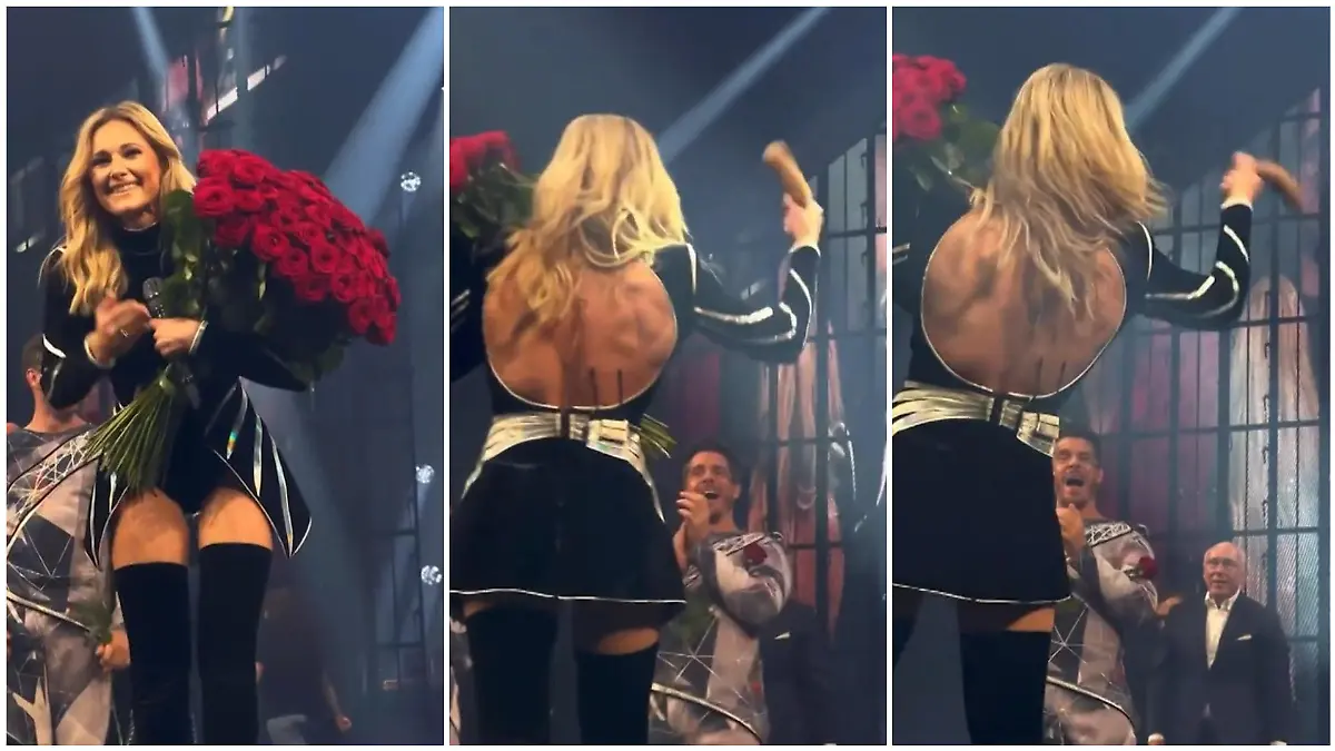 Helene Fischer mit einem merkwürdigen Gegenstand in der Hand