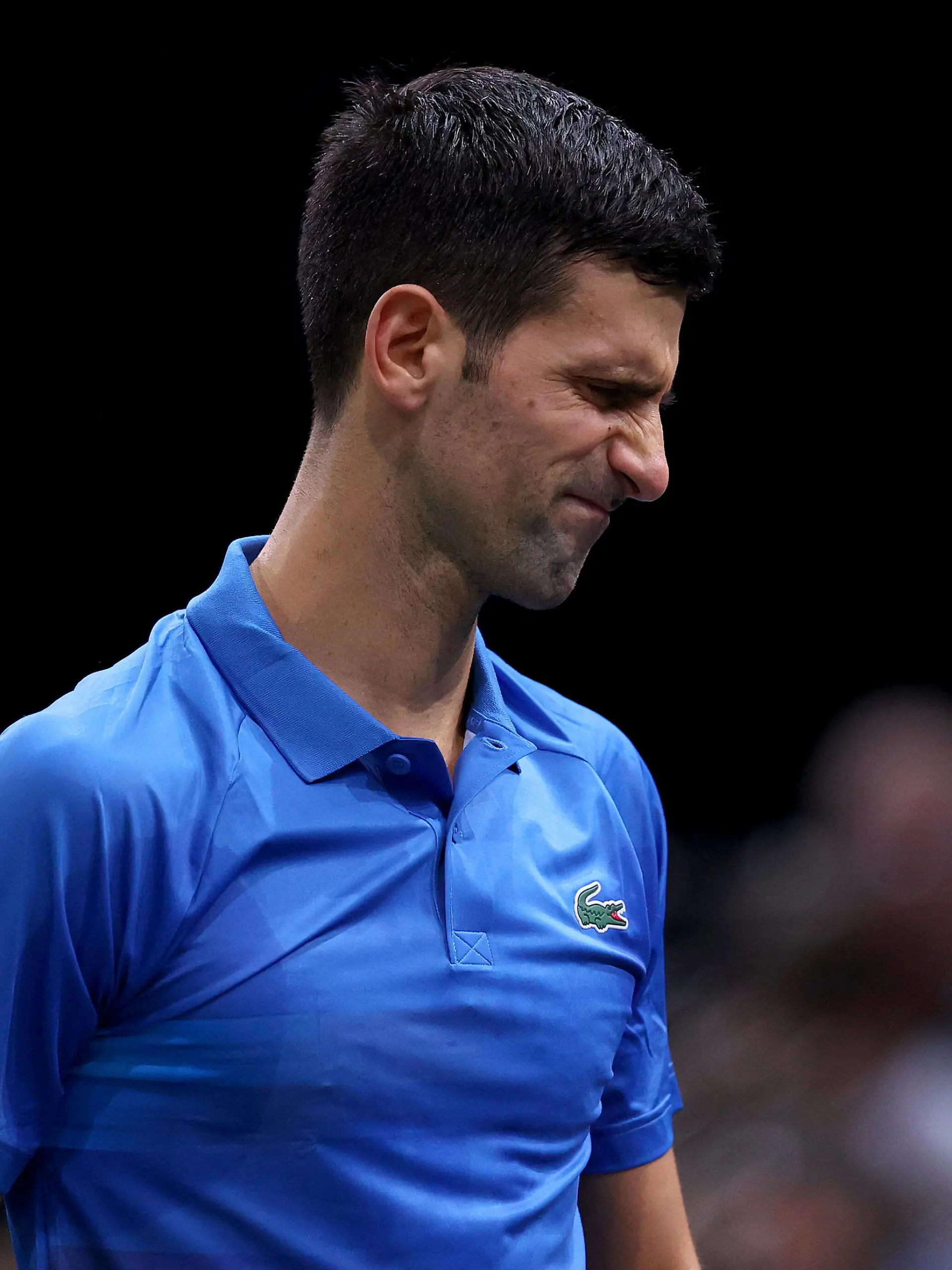Mandatory Credit: Photo by Ella Ling/Shutterstock 13514240au Novak Djokovic of Serbia frustrated Rolex Paris Masters, Day Seven, Tennis, AccorHotels Arena, Paris, France - 06 Nov 2022 Rolex Paris Masters, Day Seven, Tennis, AccorHotels Arena, Paris, France - 06 Nov 2022 PUBLICATIONxINxGERxSUIxAUTXHUNxGRExMLTxCYPxROMxBULxUAExKSAxONLY Copyright: xEllaxLing/Shutterstockx 13514240au 