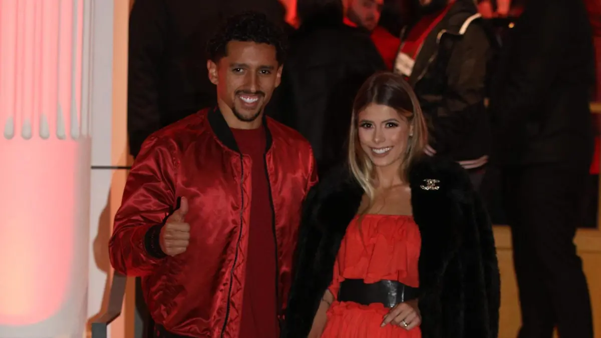 04.02.2019, Frankreich, Paris: ©PHOTOPQR/LE PARISIEN ; Blessé au pied droit depuis le 23 janvier, Neymar va réunir lundi ses coéquipiers du PSG, ses amis et sa famille au Pavillon Gabriel pour son anniversaire . Carol Cabrino, la femme du joueur du PSG Marquinhos Injured right foot since January 23, Neymar Monday invited his teammates of PSG, his friends and family at Pavillon Gabriel for his birthday. Foto: Olivier Lejeune/MAXPPP/dpa